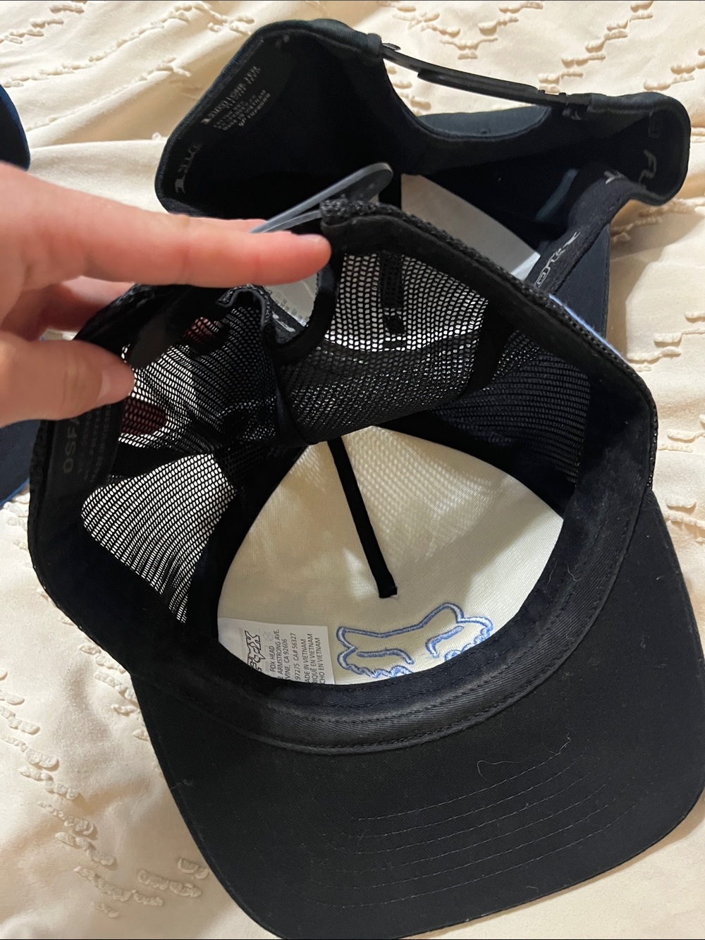 Fox Logo Baseball Hats in Blue and Black - Picture 7 of 7